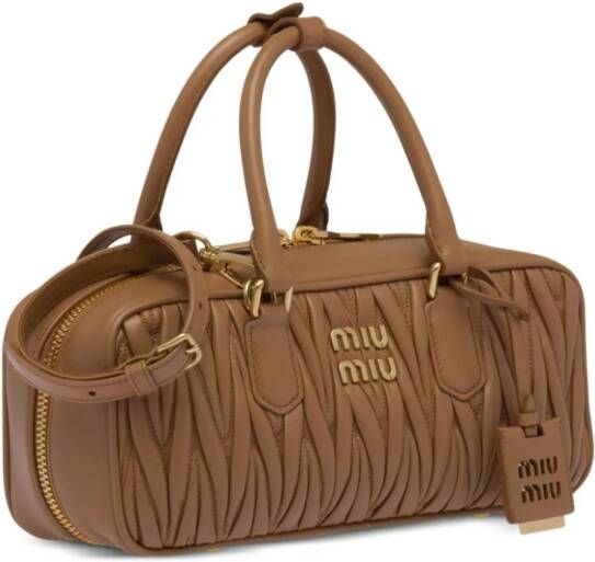 Miu Arco leren shopper Bruin