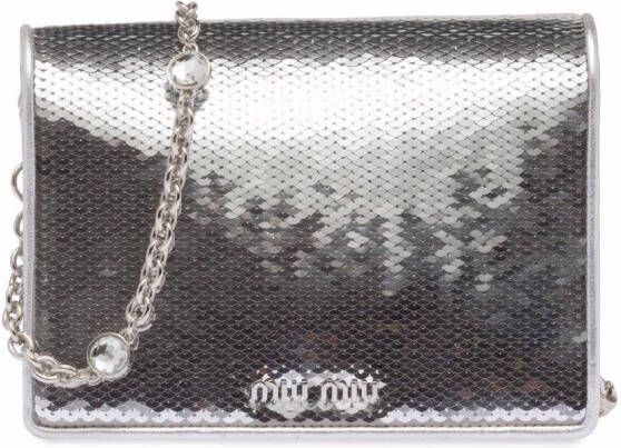Miu Confidential leren tas Zilver
