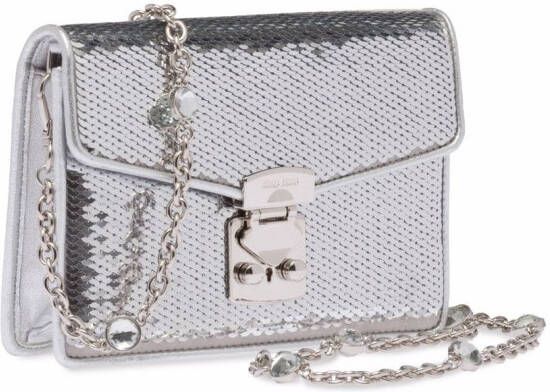 Miu Confidential leren tas Zilver