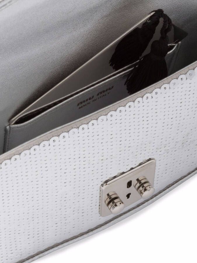 Miu Confidential leren tas Zilver