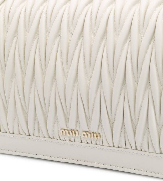 Miu Confidential Matelassé crossbodytas Wit