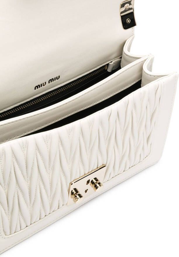 Miu Confidential Matelassé crossbodytas Wit