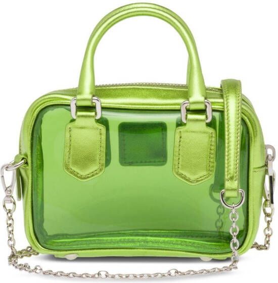 Miu Doorzichtige mini-tas met logo-applicatie Groen