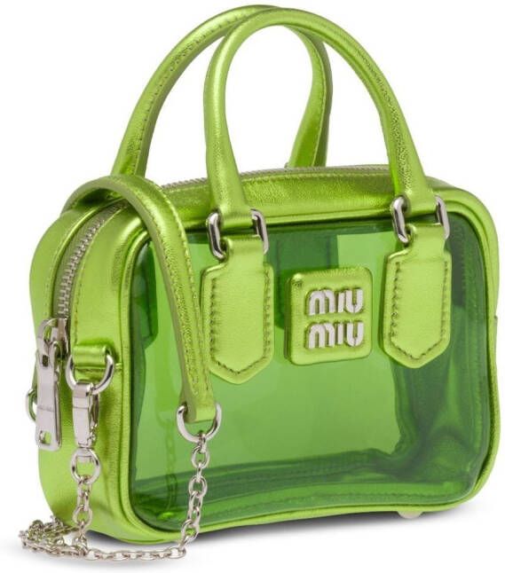 Miu Doorzichtige mini-tas met logo-applicatie Groen