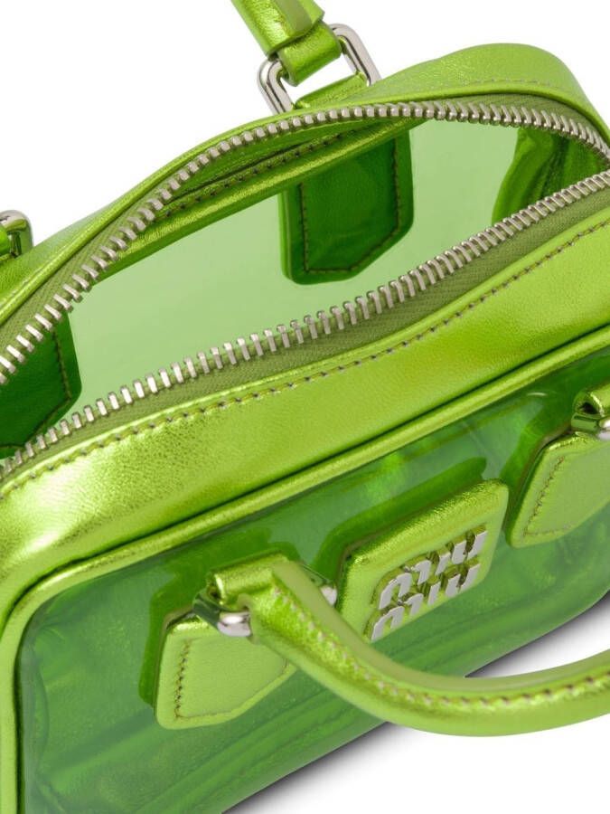 Miu Doorzichtige mini-tas met logo-applicatie Groen