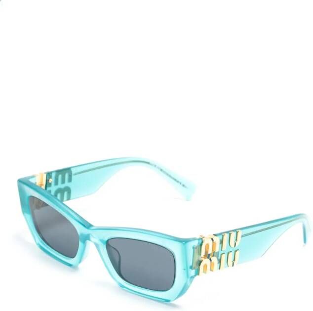 Miu Eyewear Zonnebril met logoplakkaat Blauw