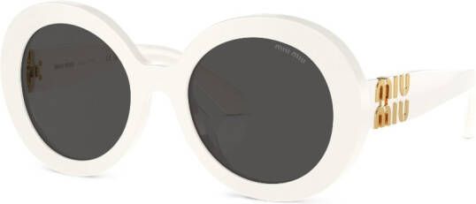 Miu Eyewear Zonnebril met oversized rond montuur Wit