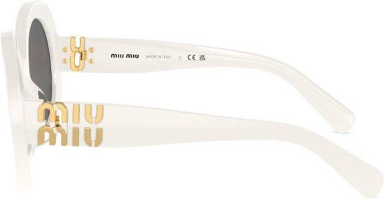 Miu Eyewear Zonnebril met oversized rond montuur Wit