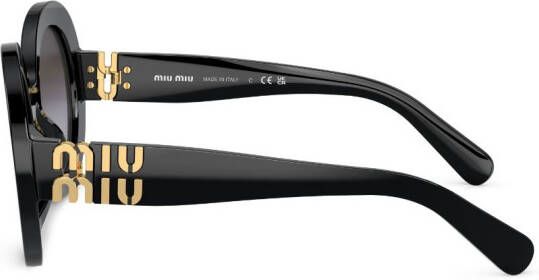 Miu Eyewear Zonnebril met oversized rond montuur Zwart