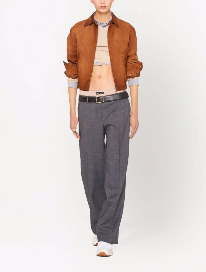 Miu Geruite broek Grijs