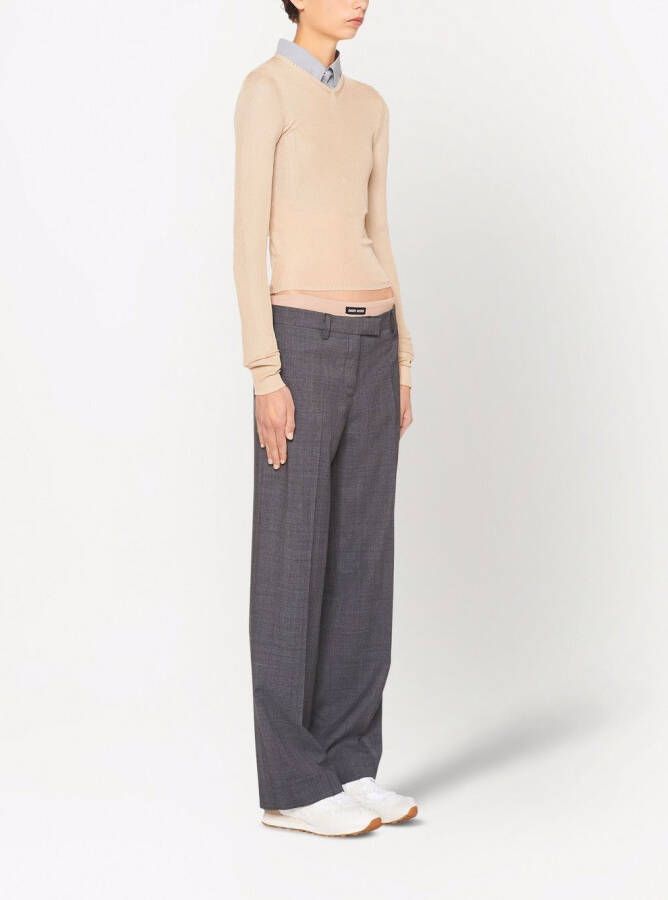 Miu Geruite broek Grijs