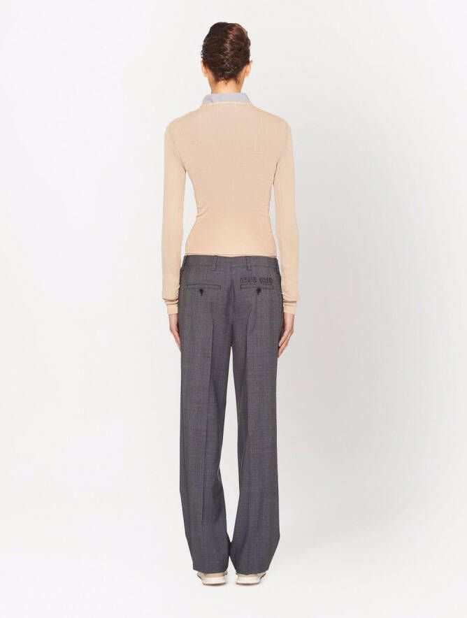 Miu Geruite broek Grijs