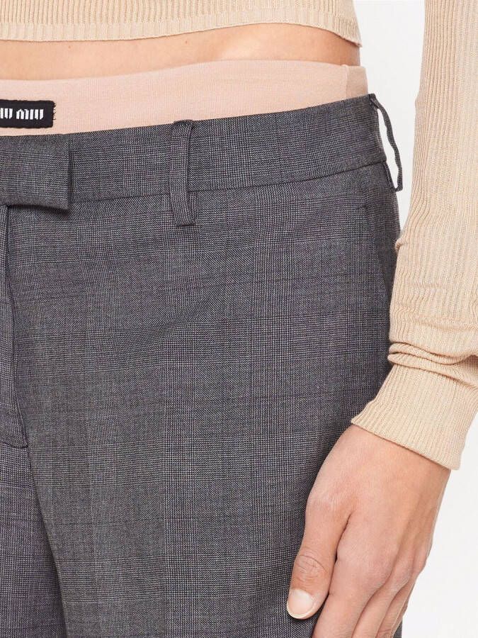 Miu Geruite broek Grijs