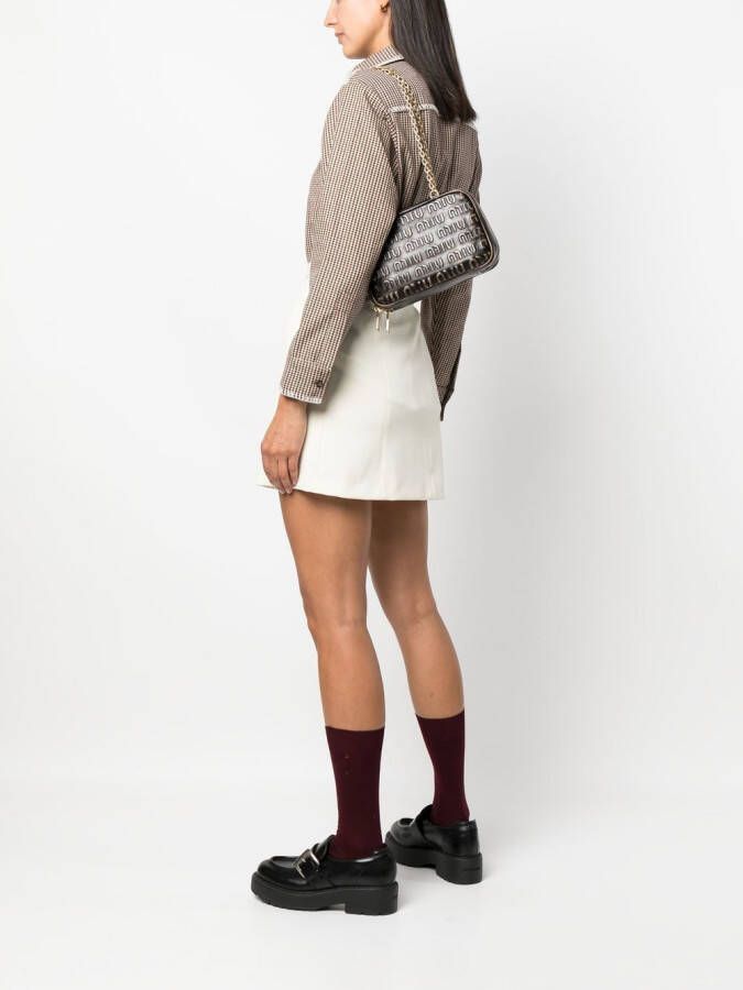 Miu Schoudertas met logo-reliëf Bruin