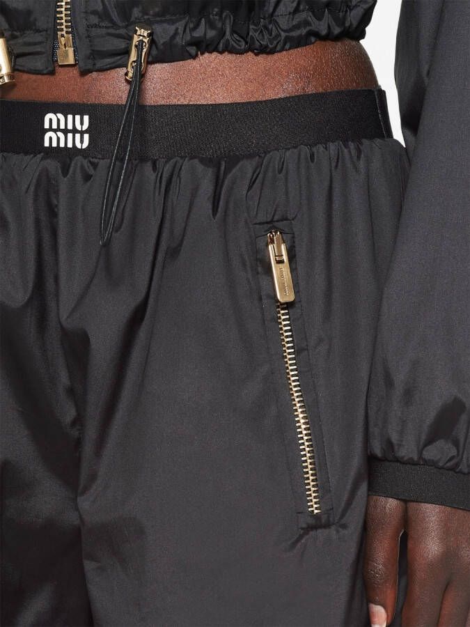 Miu Shorts met logo tailleband Zwart