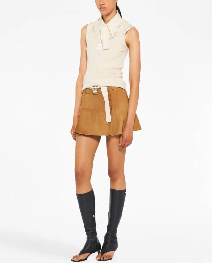 Miu Low waist mini-rok Bruin