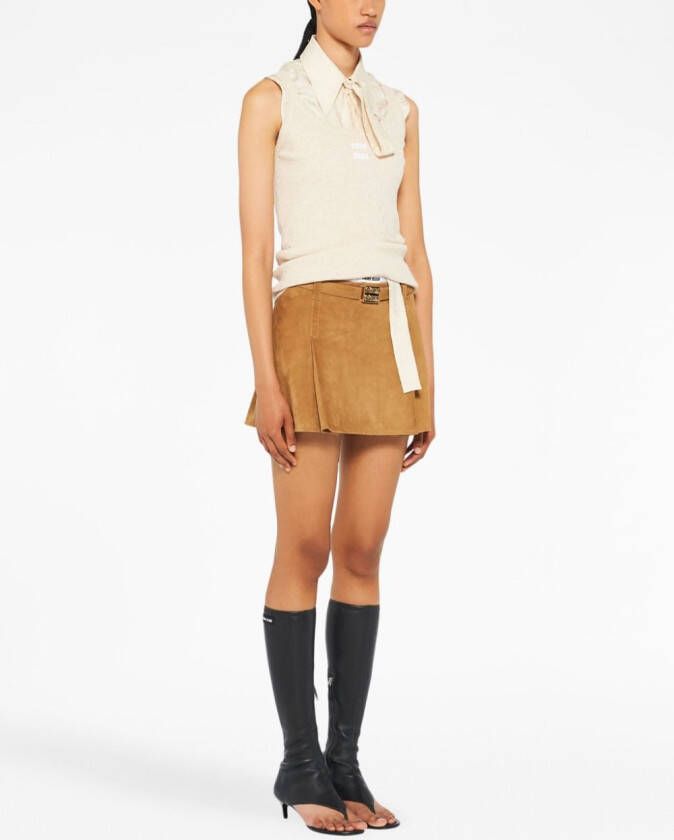 Miu Low waist mini-rok Bruin