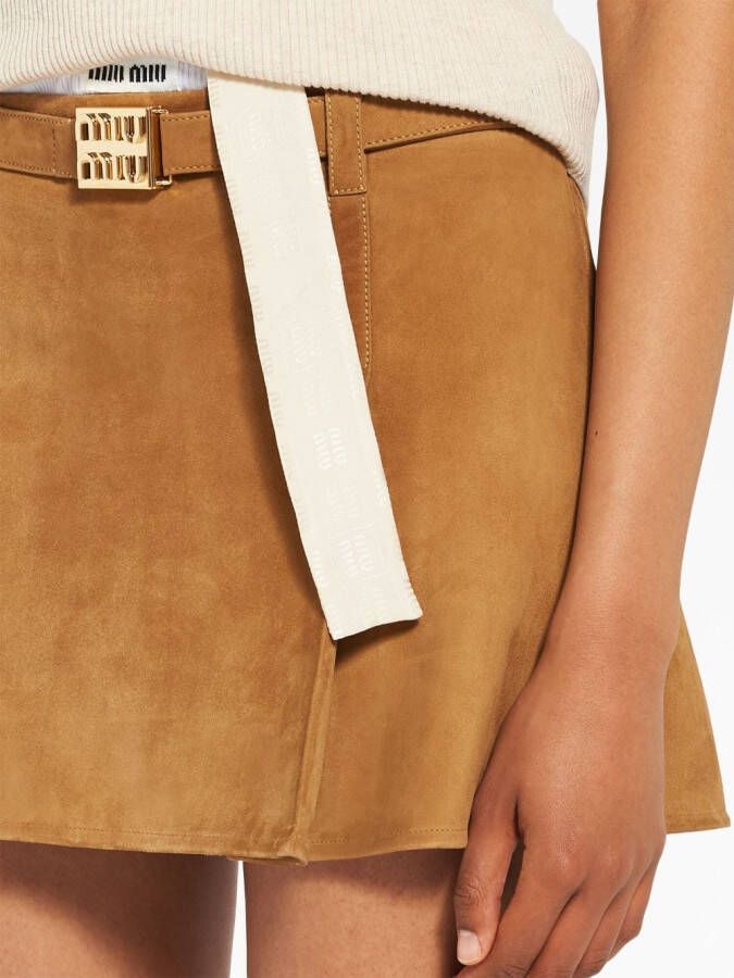 Miu Low waist mini-rok Bruin