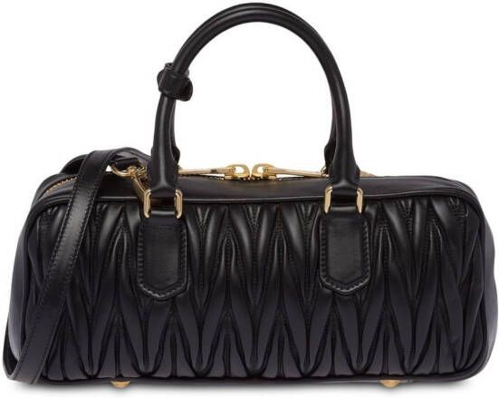 Miu Matelassé leren crossbodytas Zwart