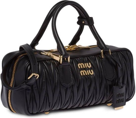 Miu Matelassé leren crossbodytas Zwart