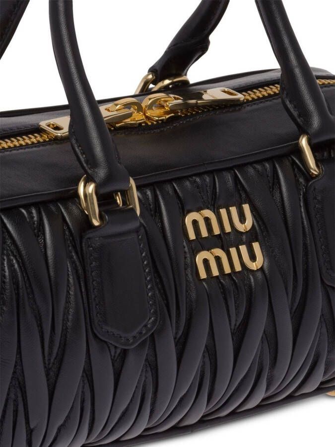 Miu Matelassé leren crossbodytas Zwart