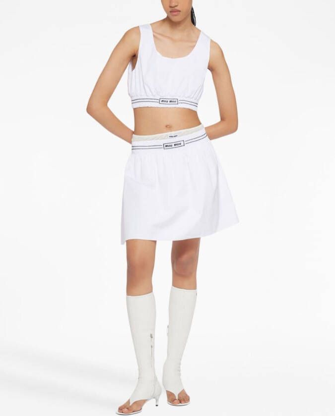 Miu Mini-rok met geborduurd logo Wit