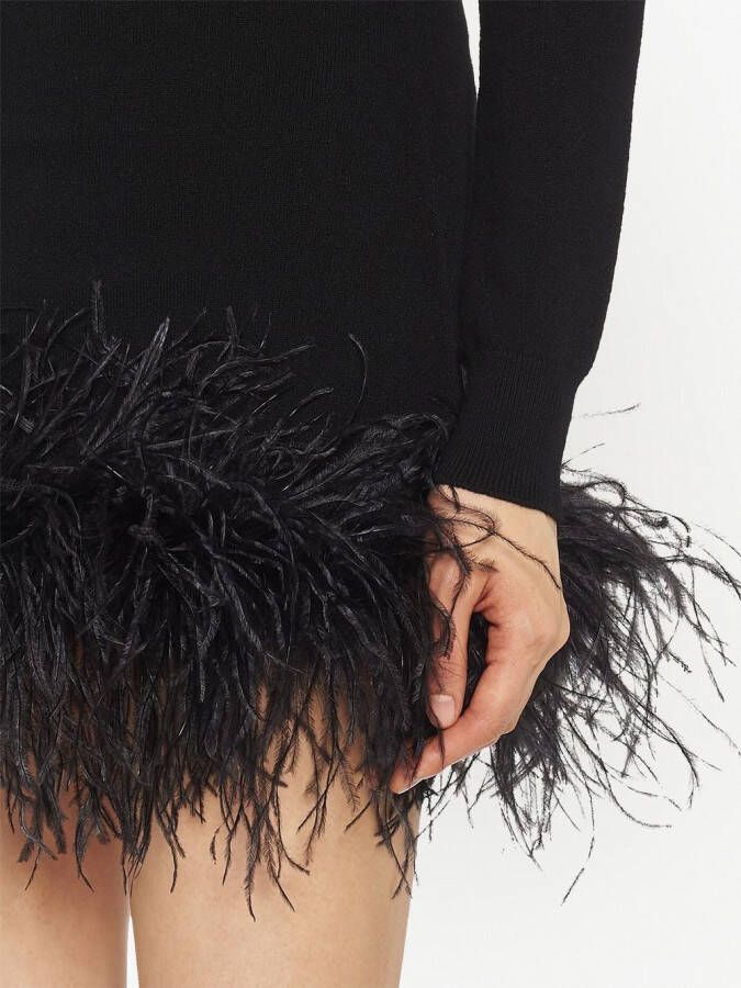 Miu Mini-rok met veren afwerking Zwart