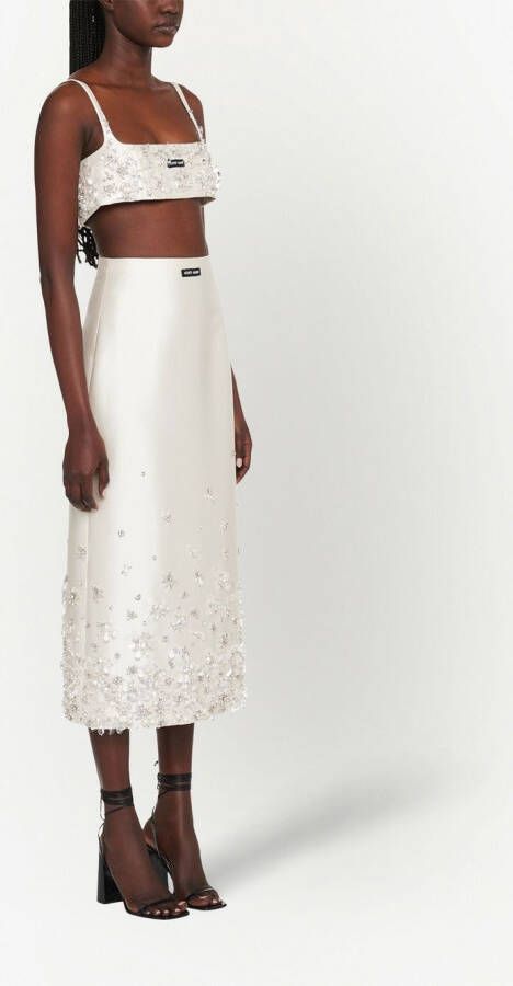 Miu Mini-rok verfraaid met bloemen Wit