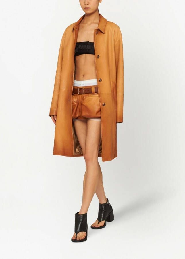 Miu Overjas van nappa leer Beige