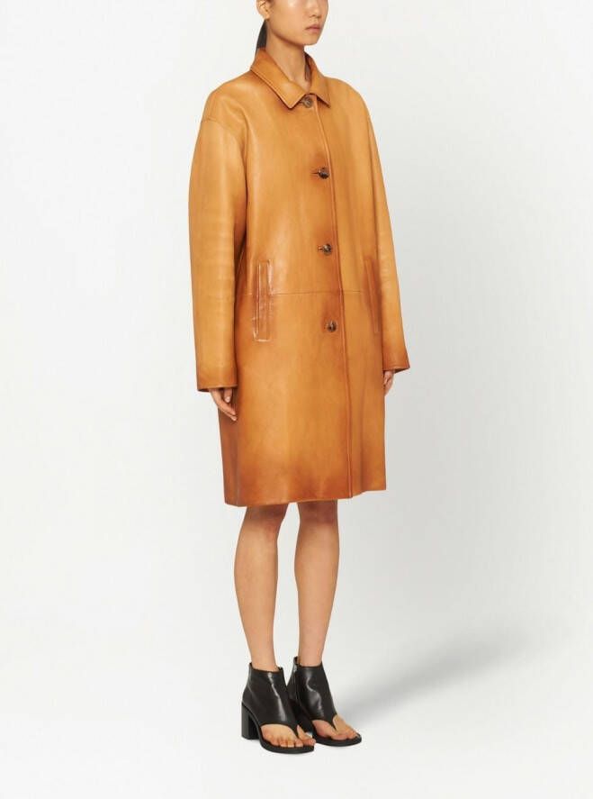 Miu Overjas van nappa leer Beige