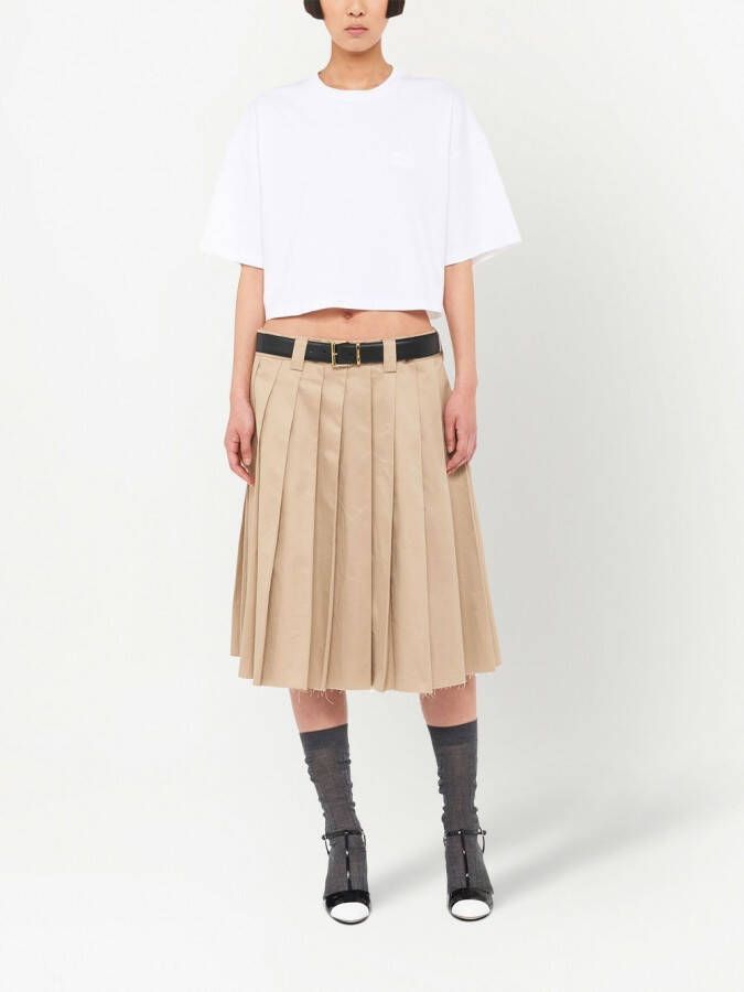 Miu T-shirt met geborduurd logo Wit