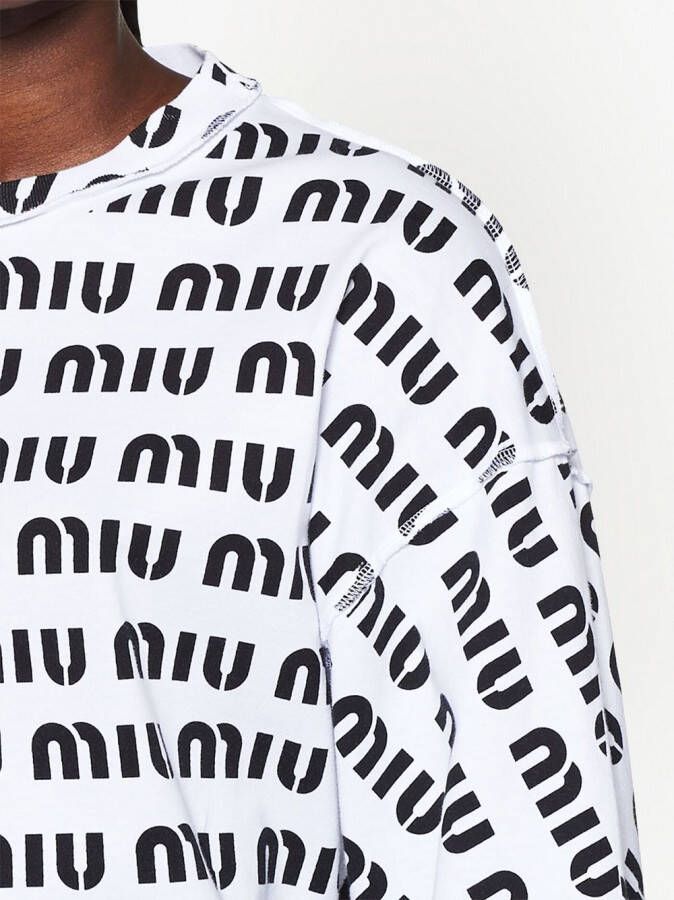 Miu T-shirt met logoprint Wit