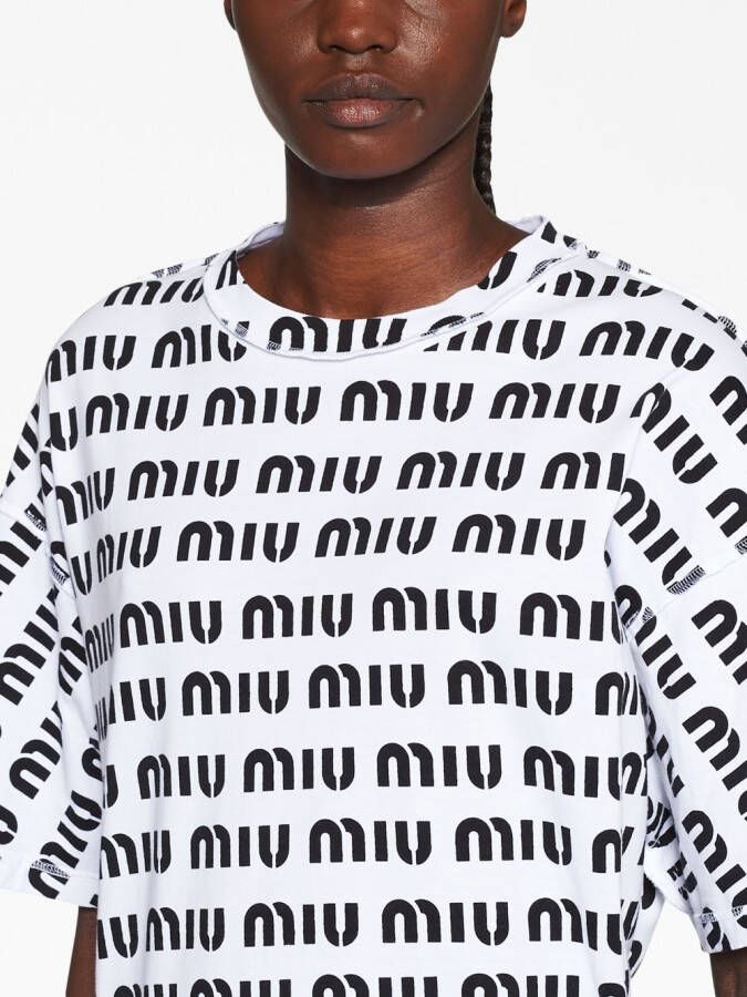Miu T-shirt met logoprint Wit