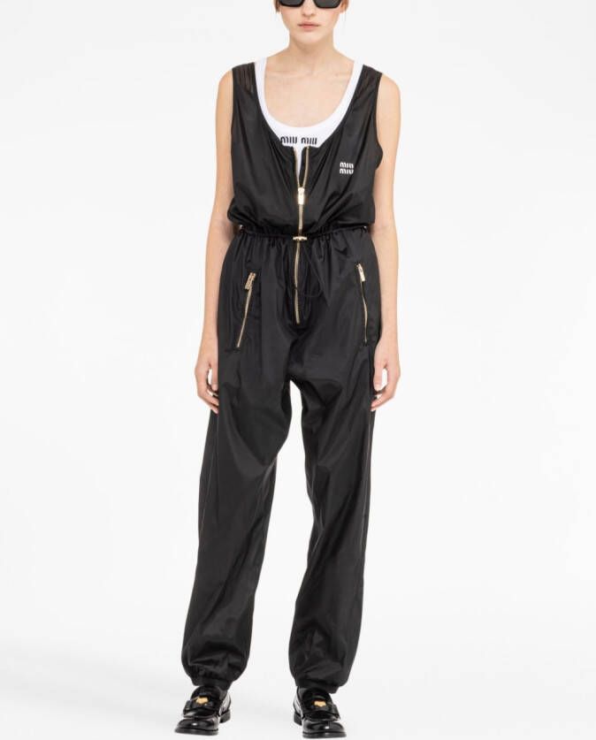 Miu Zijden jumpsuit Zwart
