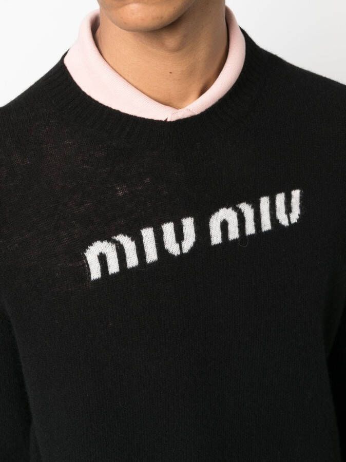 Miu Trui met logo-jacquard Zwart