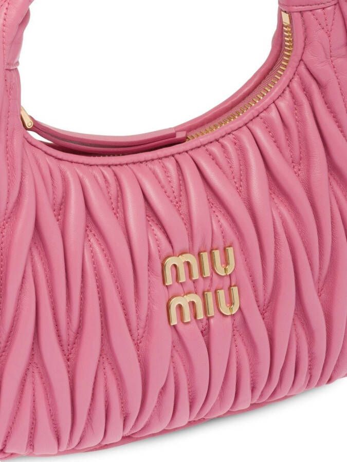 Miu Wander matelassé mini-schoudertas Roze