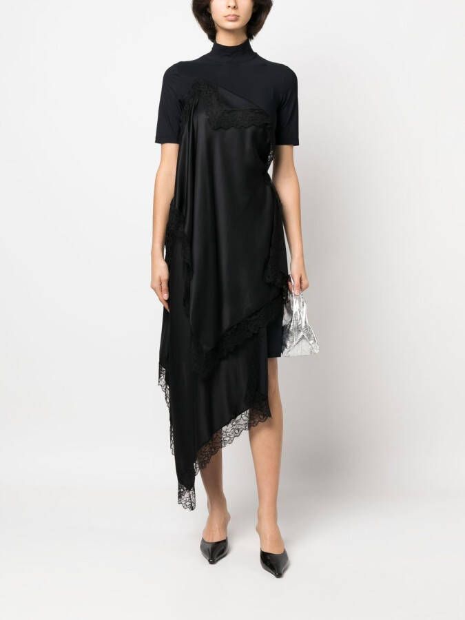 MM6 Maison Margiela Midi-rok met kanten afwerking Zwart