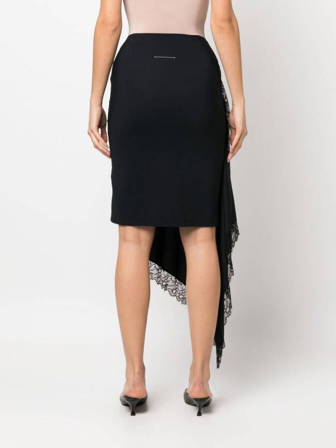 MM6 Maison Margiela Midi-rok met kanten afwerking Zwart