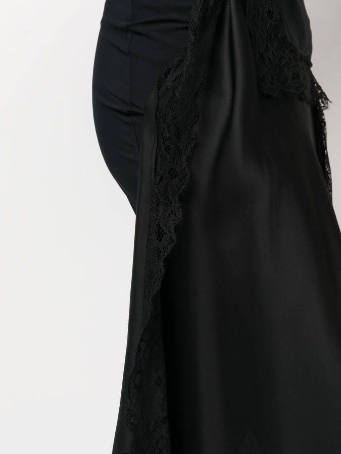 MM6 Maison Margiela Midi-rok met kanten afwerking Zwart