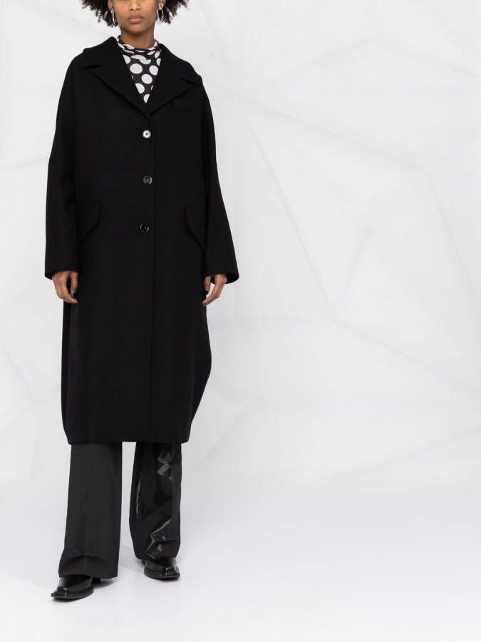MM6 Maison Margiela Vilten jas met enkele rij knopen Zwart
