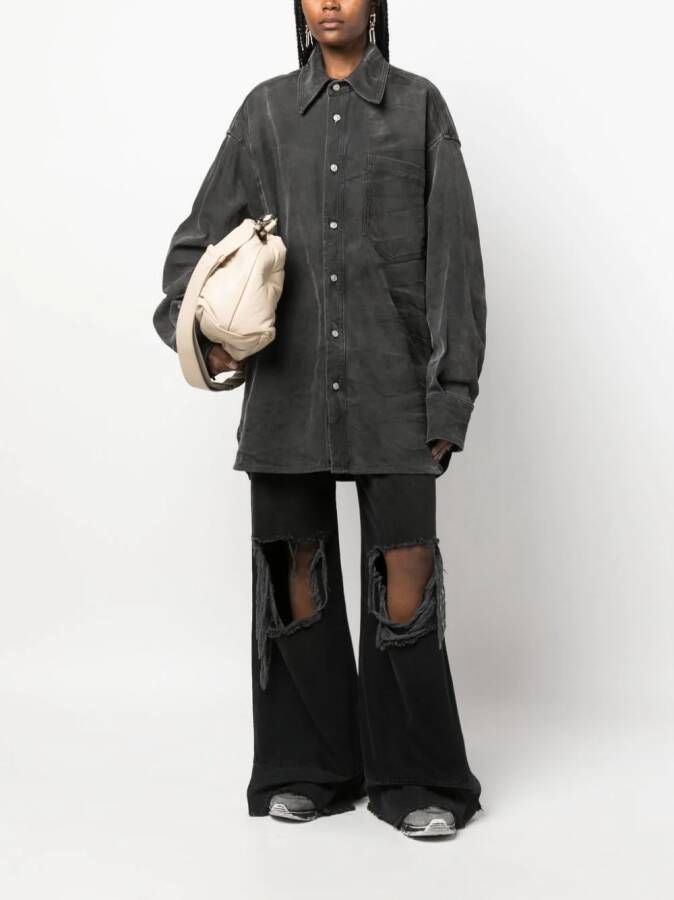 MM6 Maison Margiela Denim blouse met gekreukt effect Zwart