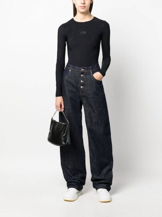 MM6 Maison Margiela Body met logoprint en lange mouwen Zwart