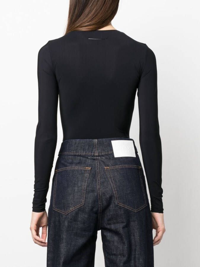 MM6 Maison Margiela Body met logoprint en lange mouwen Zwart