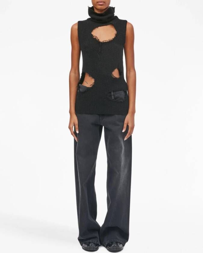 MM6 Maison Margiela Ribgebreide spencer Zwart