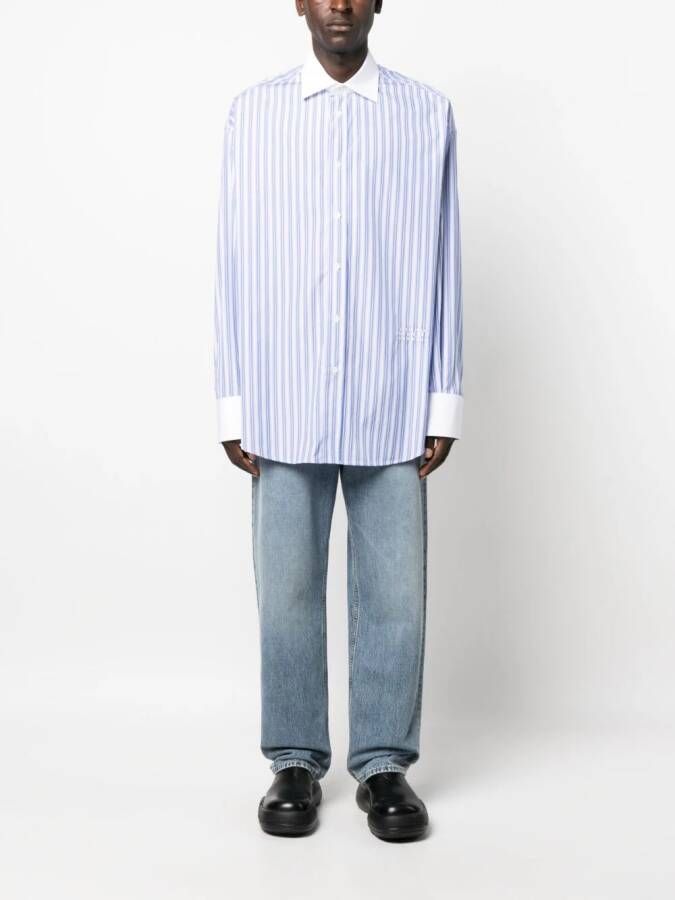 MM6 Maison Margiela Overhemd met geborduurd logo Blauw