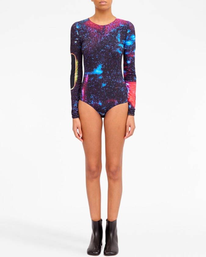 MM6 Maison Margiela graphic-print long-sleeve bodysuit Zwart