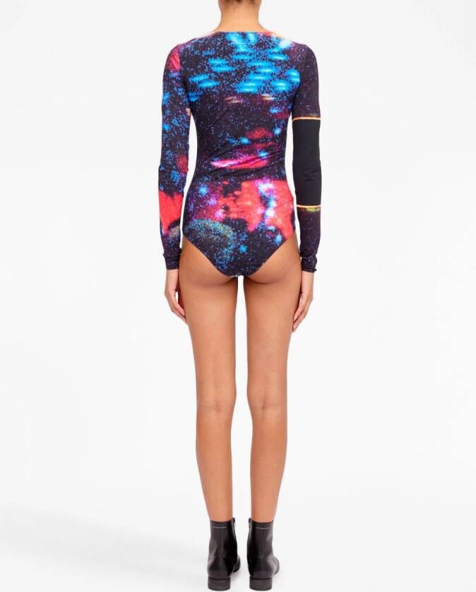 MM6 Maison Margiela graphic-print long-sleeve bodysuit Zwart