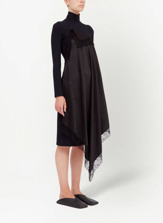 MM6 Maison Margiela Midi-jurk met kanten afwerking Zwart