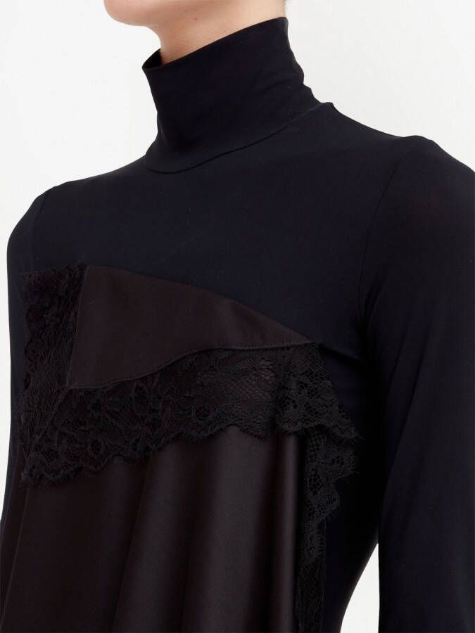 MM6 Maison Margiela Midi-jurk met kanten afwerking Zwart