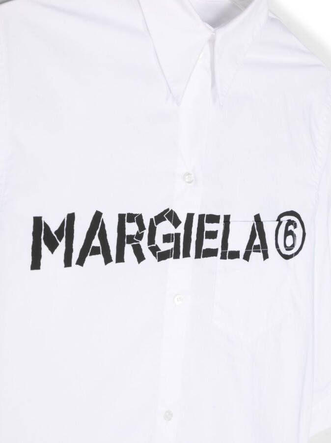 MM6 Maison Margiela Kids Blousejurk met logoprint Wit